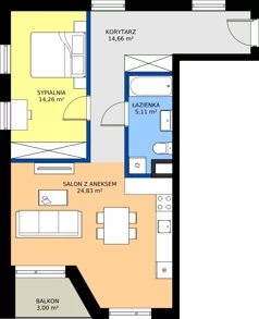 2 pokoje, mieszkanie 58,86 m², piętro 2, oferta nr 19, Piasta Towers Bud. 9, Kraków, Mistrzejowice, os. Bohaterów Września