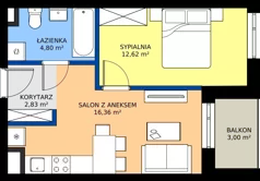 2 pokoje, mieszkanie 36,61 m², piętro 2, oferta nr 13, Piasta Towers Bud. 9, Kraków, Mistrzejowice, os. Bohaterów Września