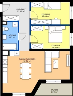 3 pokoje, mieszkanie 73,45 m², piętro 2, oferta nr 15, Piasta Towers Bud. 9, Kraków, Mistrzejowice, os. Bohaterów Września