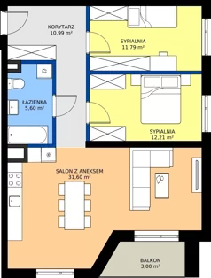 3 pokoje, mieszkanie 72,19 m², piętro 1, oferta nr 5, Piasta Towers Bud. 9, Kraków, Mistrzejowice, os. Bohaterów Września