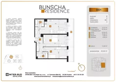 3 pokoje, mieszkanie 83,94 m², piętro 5, oferta nr B51, Bunscha Residence, Kraków, Dębniki, Ruczaj, ul. Bunscha