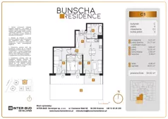 3 pokoje, mieszkanie 59,52 m², parter, oferta nr C1, Bunscha Residence, Kraków, Dębniki, Ruczaj, ul. Bunscha