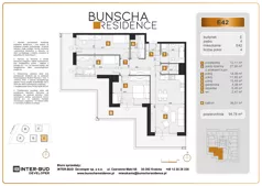 4 pokoje, mieszkanie 94,78 m², piętro 4, oferta nr E42, Bunscha Residence, Kraków, Dębniki, Ruczaj, ul. Bunscha