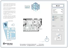 3 pokoje, mieszkanie 62,43 m², piętro 3, oferta nr 21, Piasta Towers Bud. 9, Kraków, Mistrzejowice, os. Bohaterów Września