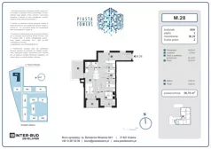 2 pokoje, mieszkanie 56,70 m², piętro 3, oferta nr 28, Piasta Towers Bud. 9, Kraków, Mistrzejowice, os. Bohaterów Września