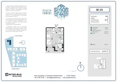 2 pokoje, mieszkanie 42,54 m², piętro 4, oferta nr 35, Piasta Towers Bud. 9, Kraków, Mistrzejowice, os. Bohaterów Września