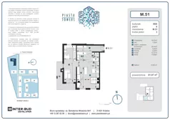 3 pokoje, mieszkanie 81,97 m², piętro 6, oferta nr 51, Piasta Towers Bud. 9, Kraków, Mistrzejowice, os. Bohaterów Września