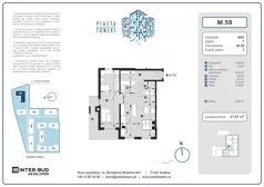 3 pokoje, mieszkanie 81,97 m², piętro 7, oferta nr 59, Piasta Towers Bud. 9, Kraków, Mistrzejowice, os. Bohaterów Września