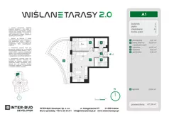 2 pokoje, mieszkanie 47,24 m², parter, oferta nr A.1, Wiślane Tarasy 2.0, Kraków, Grzegórzki, ul. Grzegórzecka/Stachowskiego