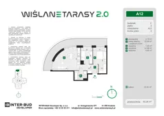 3 pokoje, mieszkanie 53,24 m², piętro 2, oferta nr A.12, Wiślane Tarasy 2.0, Kraków, Grzegórzki, ul. Grzegórzecka/Stachowskiego