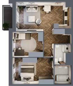 3 pokoje, apartament 69,45 m², piętro 5, oferta nr E.5.1, Inspire, Katowice, Osiedle Paderewskiego-Muchowiec, Dolina Trzech Stawów, ul. gen. Sikorskiego 41