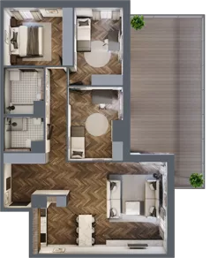 4 pokoje, apartament 103,01 m², piętro 8, oferta nr E.8.3, Inspire, Katowice, Osiedle Paderewskiego-Muchowiec, Dolina Trzech Stawów, ul. gen. Sikorskiego 41