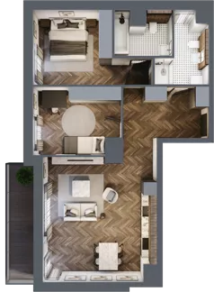 3 pokoje, apartament 77,66 m², piętro 1, oferta nr F.1.7, Inspire, Katowice, Osiedle Paderewskiego-Muchowiec, Dolina Trzech Stawów, ul. gen. Sikorskiego 41