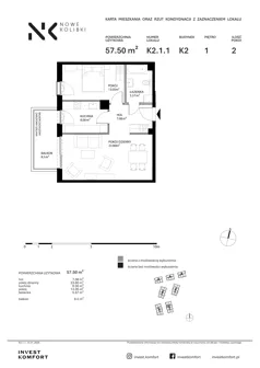 2 pokoje, apartament 57,50 m², piętro 1, oferta nr BER2_IJK_K2.1.1, Nowe Kolibki, Gdynia, Orłowo, Kolibki, ul. Bernadowska