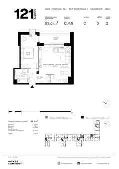 2 pokoje, apartament 53,00 m², piętro 3, oferta nr CYLK_CYLK_C.4.5, Legionów 121, Gdynia, Redłowo, ul. Legionów 121