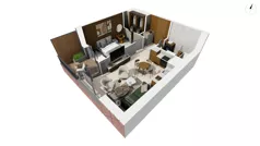 2 pokoje, mieszkanie 43,78 m², piętro 1, oferta nr A1.1.2, Małokacka, Gdynia, Witomino, ul. Małokacka