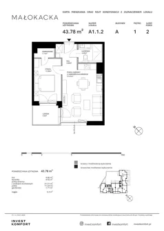 2 pokoje, mieszkanie 43,78 m², piętro 1, oferta nr A1.1.2, Małokacka, Gdynia, Witomino, ul. Małokacka