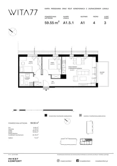 3 pokoje, apartament 59,55 m², piętro 4, oferta nr WITA_A_A1.5.1, Wita 77, Gdańsk, Strzyża, ul. Wita Stwosza 77