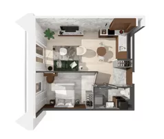 2 pokoje, mieszkanie 45,49 m², piętro 2, oferta nr WITA_A_A1.3.4, Wita 77, Gdańsk, Strzyża, ul. Wita Stwosza 77