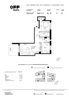 3 pokoje, apartament 74,50 m², piętro 1, oferta nr TORU_A_A4.1.1, OFF Miasto, Gdańsk, Śródmieście, ul. Toruńska