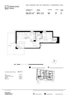 2 pokoje, mieszkanie 59,91 m², parter, oferta nr NAD3_UW_W1.1.5, Nadmorski Dwór, Gdańsk, Brzeźno, ul. Nadmorski Dwór