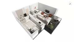 2 pokoje, apartament 59,90 m², piętro 1, oferta nr BER2_IJK_K2.1.1, Nowe Kolibki, Gdynia, Orłowo, Kolibki, ul. Bernadowska