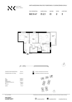 3 pokoje, apartament 65,00 m², piętro 2, oferta nr BER2_IJK_I3.2.1, Nowe Kolibki, Gdynia, Orłowo, Kolibki, ul. Bernadowska