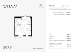 2 pokoje, apartament 44,30 m², piętro 4, oferta nr WITA_A_A1.5.4, Wita 77, Gdańsk, Strzyża, ul. Wita Stwosza 77