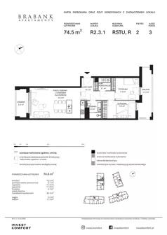 3 pokoje, apartament 74,50 m², parter, oferta nr WAL3_RSTU_R2.3.1, Brabank Apartamenty , Gdańsk, Śródmieście, ul. Stara Stocznia/Wałowa