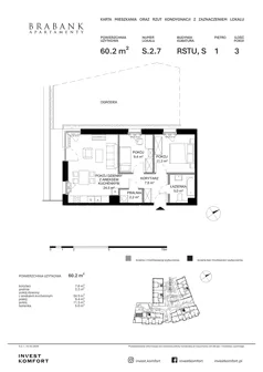 3 pokoje, apartament 60,20 m², parter, oferta nr WAL3_RSTU_S.2.7, Brabank Apartamenty , Gdańsk, Śródmieście, ul. Stara Stocznia/Wałowa