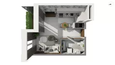 1 pokój, apartament 33,20 m², parter, oferta nr WAL3_RSTU_T.1.2, Brabank Apartamenty , Gdańsk, Śródmieście, ul. Stara Stocznia/Wałowa