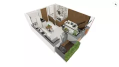 1 pokój, apartament 33,20 m², parter, oferta nr WAL3_RSTU_T.1.2, Brabank Apartamenty , Gdańsk, Śródmieście, ul. Stara Stocznia/Wałowa
