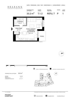 1 pokój, apartament 33,20 m², parter, oferta nr WAL3_RSTU_T.1.2, Brabank Apartamenty , Gdańsk, Śródmieście, ul. Stara Stocznia/Wałowa