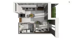 1 pokój, apartament 33,50 m², parter, oferta nr WAL3_RSTU_T.1.3, Brabank Apartamenty , Gdańsk, Śródmieście, ul. Stara Stocznia/Wałowa