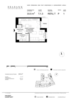 1 pokój, apartament 33,50 m², parter, oferta nr WAL3_RSTU_T.1.3, Brabank Apartamenty , Gdańsk, Śródmieście, ul. Stara Stocznia/Wałowa
