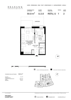 2 pokoje, apartament 50,80 m², parter, oferta nr WAL3_RSTU_U.2.8, Brabank Apartamenty , Gdańsk, Śródmieście, ul. Stara Stocznia/Wałowa