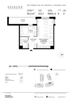 2 pokoje, apartament 55,20 m², parter, oferta nr WAL3_RSTU_U.5.1, Brabank Apartamenty , Gdańsk, Śródmieście, ul. Stara Stocznia/Wałowa