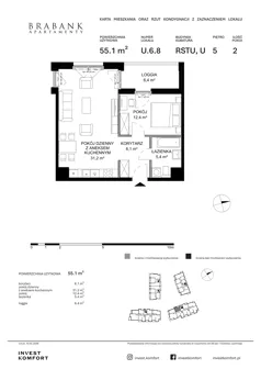 2 pokoje, apartament 55,10 m², parter, oferta nr WAL3_RSTU_U.6.8, Brabank Apartamenty , Gdańsk, Śródmieście, ul. Stara Stocznia/Wałowa