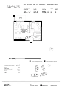 2 pokoje, apartament 46,40 m², piętro 6, oferta nr WAL3_RSTU_S.7.2, Brabank Apartamenty, Gdańsk, Śródmieście, ul. Stara Stocznia/Wałowa