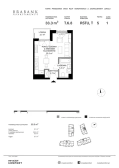 1 pokój, apartament 33,30 m², piętro 5, oferta nr WAL3_RSTU_T.6.8, Brabank Apartamenty, Gdańsk, Śródmieście, ul. Stara Stocznia/Wałowa