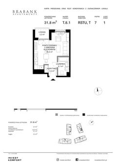 1 pokój, apartament 31,80 m², piętro 7, oferta nr WAL3_RSTU_T.8.1, Brabank Apartamenty, Gdańsk, Śródmieście, ul. Stara Stocznia/Wałowa