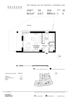 2 pokoje, apartament 55,50 m², piętro 1, oferta nr WAL3_RSTU_U.2.7, Brabank Apartamenty, Gdańsk, Śródmieście, ul. Stara Stocznia/Wałowa