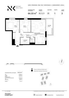 3 pokoje, apartament 64,33 m², piętro 1, oferta nr BER2_IJK_I1.1.1, Nowe Kolibki, Gdynia, Orłowo, Kolibki, ul. Bernadowska