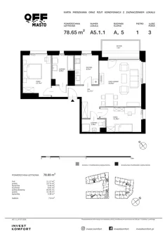 3 pokoje, apartament 78,65 m², piętro 1, oferta nr TORU_A_A5.1.1, OFF Miasto, Gdańsk, Śródmieście, ul. Toruńska