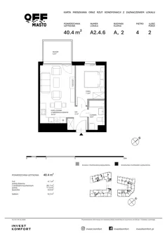2 pokoje, apartament 40,40 m², piętro 4, oferta nr TORU_A_A2.4.6, OFF Miasto, Gdańsk, Śródmieście, ul. Toruńska