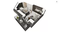 2 pokoje, apartament 44,20 m², piętro 3, oferta nr DANT_DANT_B1.4.3, Ukryte, Gdańsk, Aniołki, ul. Dantyszka