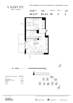 2 pokoje, apartament 44,20 m², piętro 3, oferta nr DANT_DANT_B1.4.3, Ukryte, Gdańsk, Aniołki, ul. Dantyszka