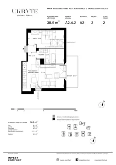 2 pokoje, apartament 38,90 m², piętro 3, oferta nr DANT_DANT_A2.4.2, Ukryte, Gdańsk, Aniołki, ul. Dantyszka