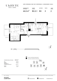 2 pokoje, apartament 44,00 m², piętro 2, oferta nr DANT_DANT_B3.3.1, Ukryte, Gdańsk, Aniołki, ul. Dantyszka