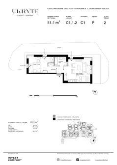 2 pokoje, apartament 51,10 m², parter, oferta nr DANT_DANT_C1.1.2, Ukryte, Gdańsk, Aniołki, ul. Dantyszka